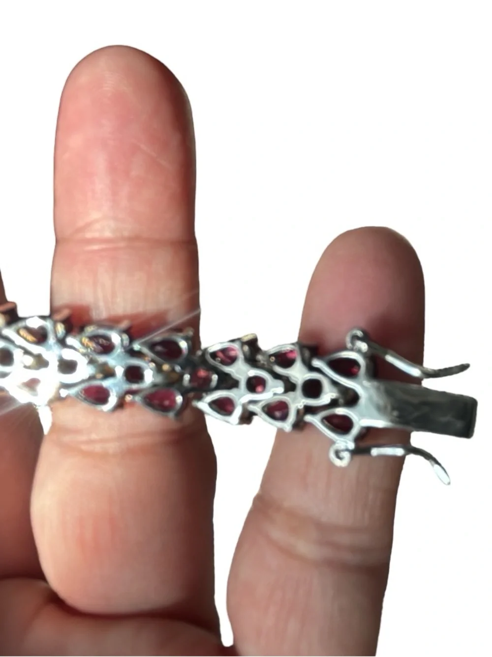 Sterling Silver Red Garnet Tennis Bracelet